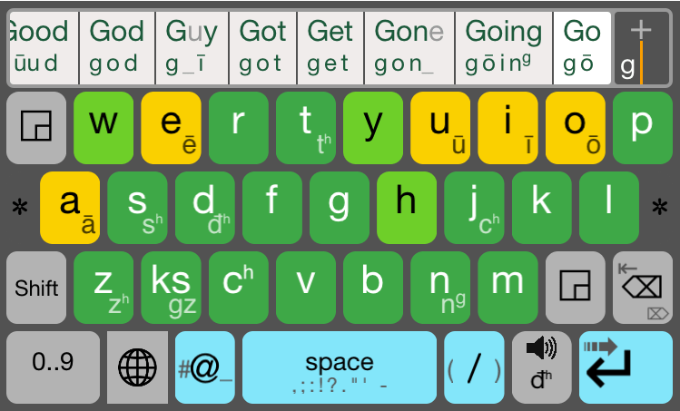PhonemeKey keyboard showing phonetic input